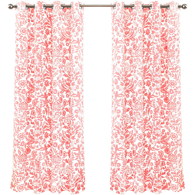 Adalen Floral Watercolor Double Layers Blackout Room Darkening Lined Thermal Insulated Energy Saving Window Curtains 2 Panels