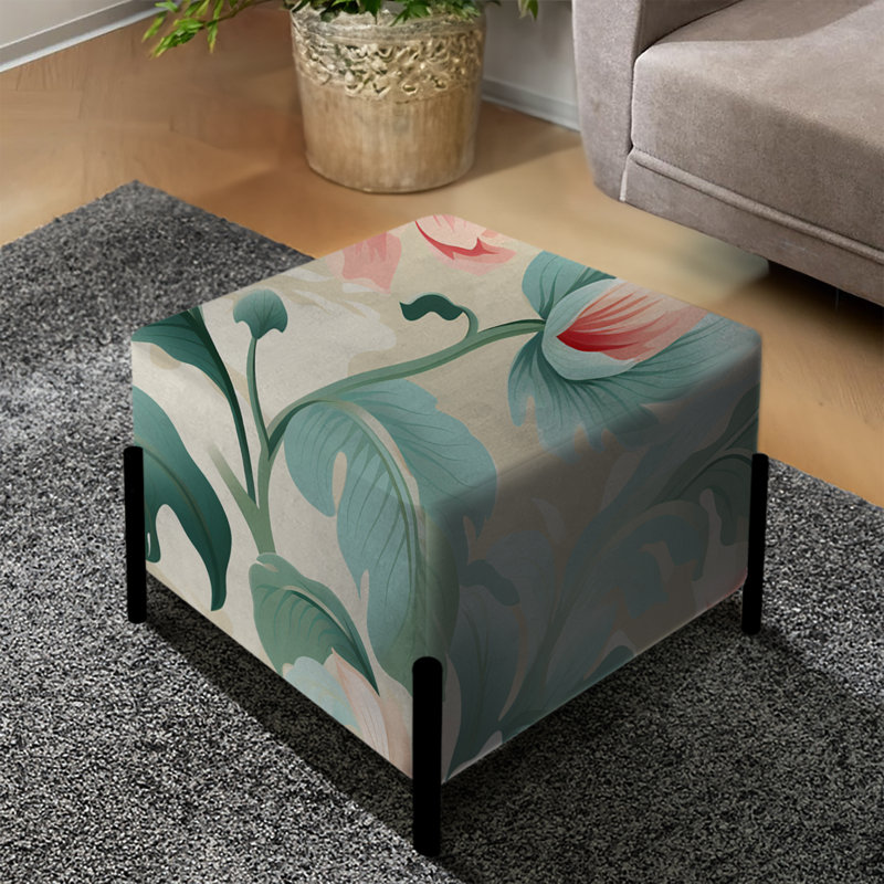 Enchanted Floristry Green Damask Panorama - Repose-pieds carré damassé