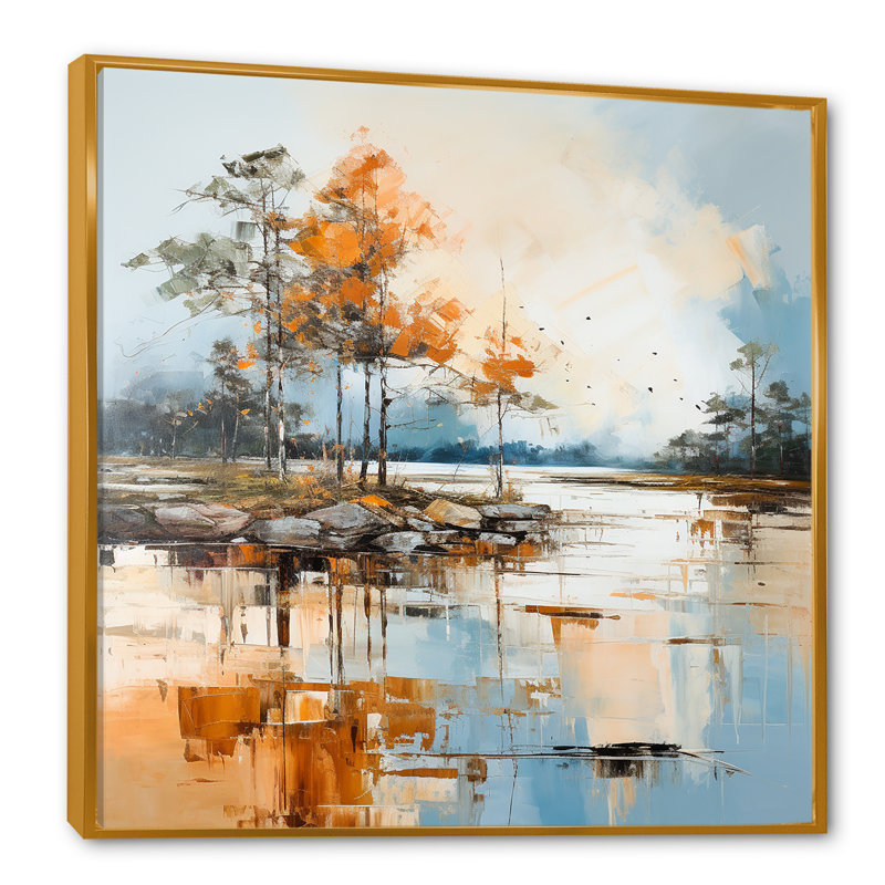 Impression sur toile Lake Smmer Charm, H 24 po x l 24 po x P 1 po, Cadre flottant doré