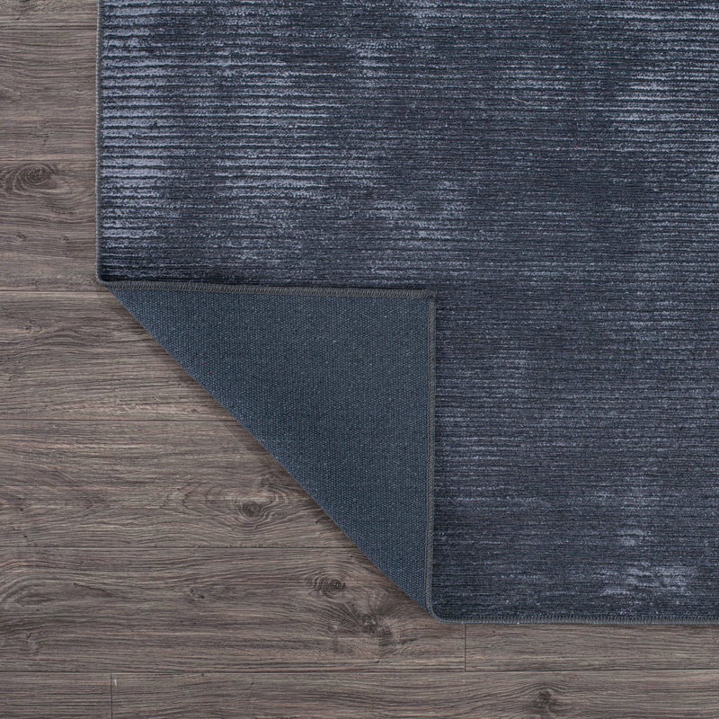 Ipswich Machine Washable Stripe Performance Dark Grey Area Rug, Rectangle 2' x 3'