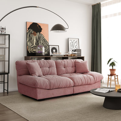 Ivona 89" 3-seat Modular Upholstered Frosted Velvet Cloud Sofa(2 Pieces)