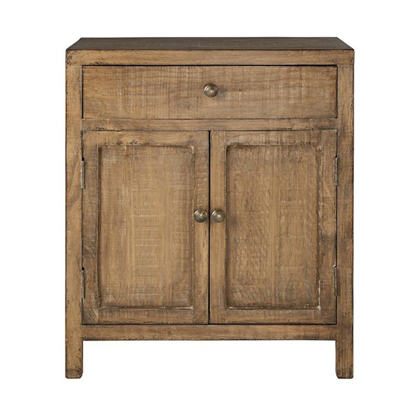 Petite armoire d'appoint Lia, 2 portes, tiroir, style antique, Bois naturel