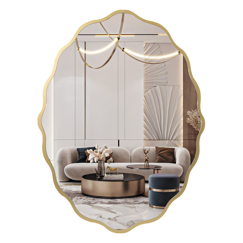 Miroir mural en métal 31 po H, Doré