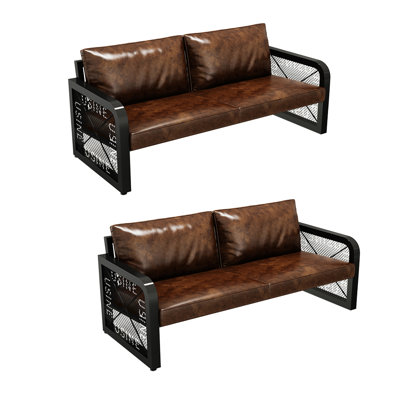 Vintage Industrial Restaurant Bench 47.2'' Faux Leather Loveseat
