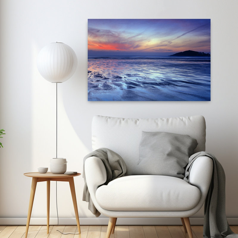 Paysage marin au crépuscule, Bantham Beach, South Devon, Devon, Angleterre, art contemporain, H 24 po x l 36 po