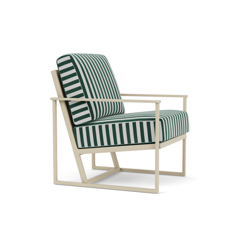 Summit Outdoor Lounge Chair, Linen, Linen, Safari White Stripe