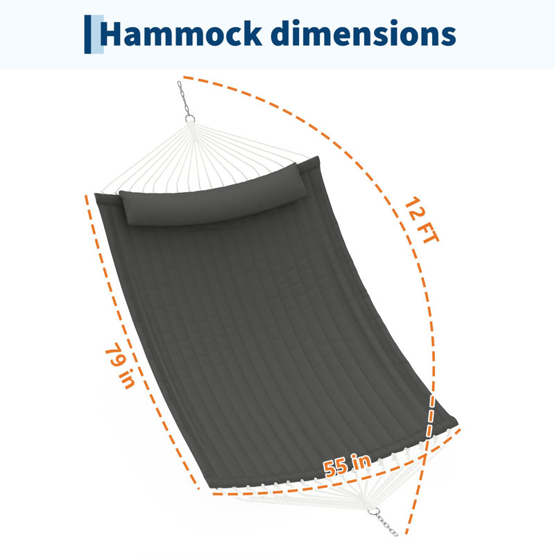 Extra Large Outdoor Hammock – Classic Deep and Light Blue Stripe – Durable, Comfortable Hanging Bed for Garden, Patio, Lawn