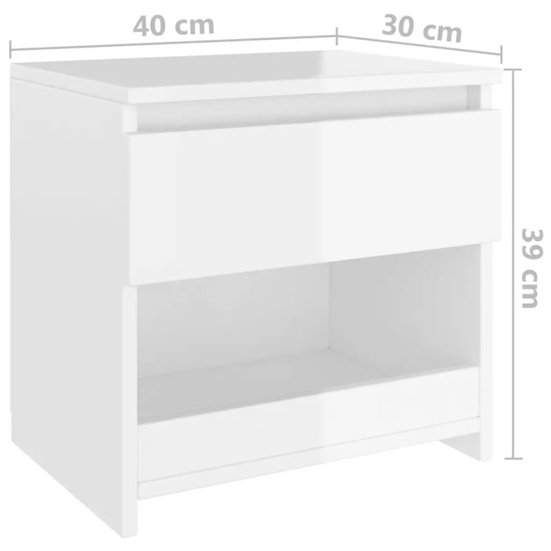 Ezrael 101.6cm W Manufactured Wood Bedside Table, Gloss White
