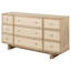 Commode large Lno, 9 tiroirs décoratifs avec poignées en laiton beige