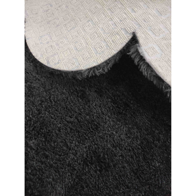 Premium Hall Carpet, 3.3 x 4.9 ft, Black | 100% Polyester, 0.8 in Pile Height | Non-Slip Plush Underside, Antibacterial, Anti-Allergenic, Antistatic | Machine Washable at 86°F | Perfect for Home Entryways & Living Spaces