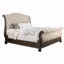 Mobilier de chambre rustique en bois massif capitonné à boutons beige-1466410426