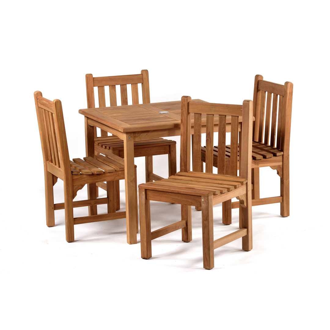 4 - Person Teak Wood Patio Dining Set with Square Table
