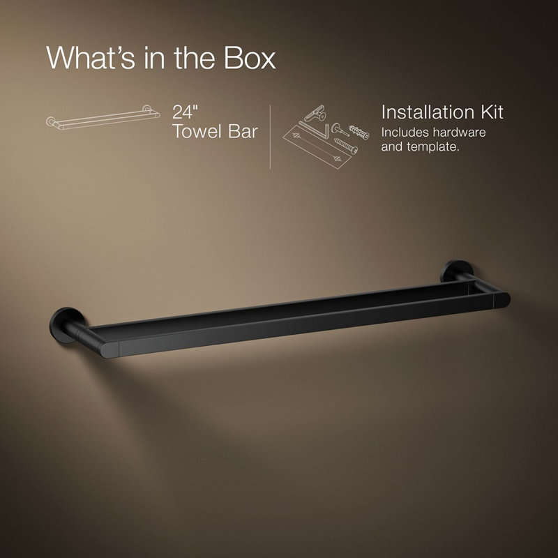 24" Wall Mounted Double Towel Bar, Matte Black