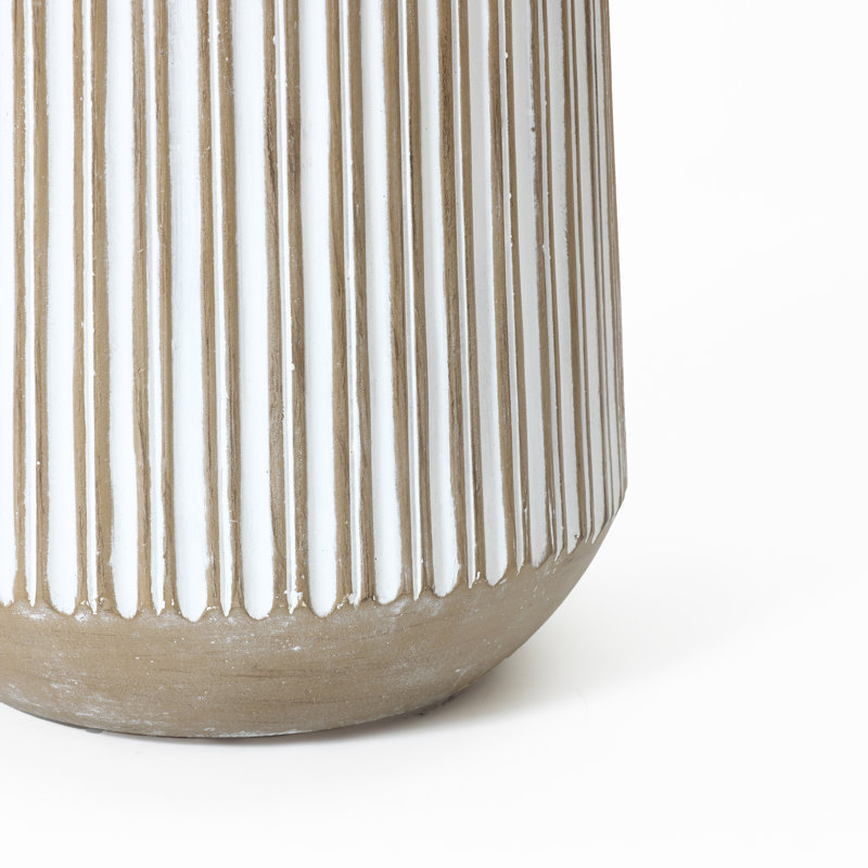 Jarmall Modern Round Pot Planter, Brown and White Striped Handmade Tall Pot Planter, 16.10" H x 12.60" W x 12.60" D