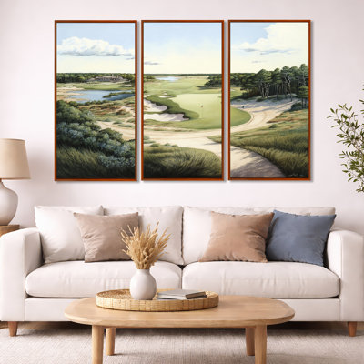 «Golf Course in The Summer», reproduction sur toile 3 pièces