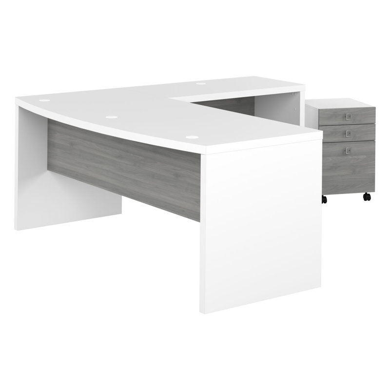 Office 500 Collection Computer Desk, Pure White/Modern Gray