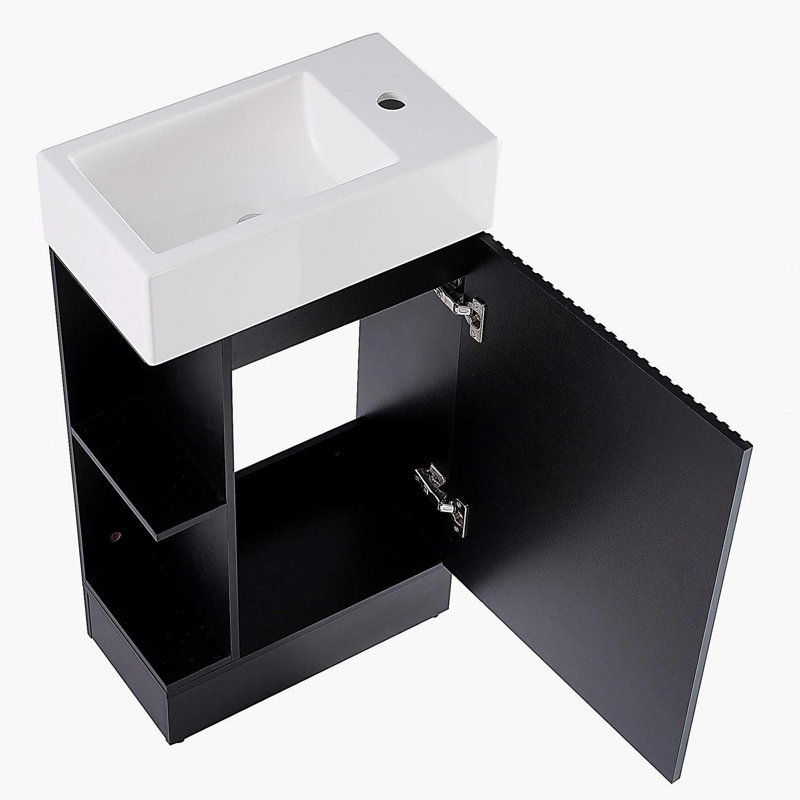 Lavabo de salle de bain de 18,6 pouces avec lavabo, lavabo de salle de bain avec tablettes doubles, direction à gauche ou à droite