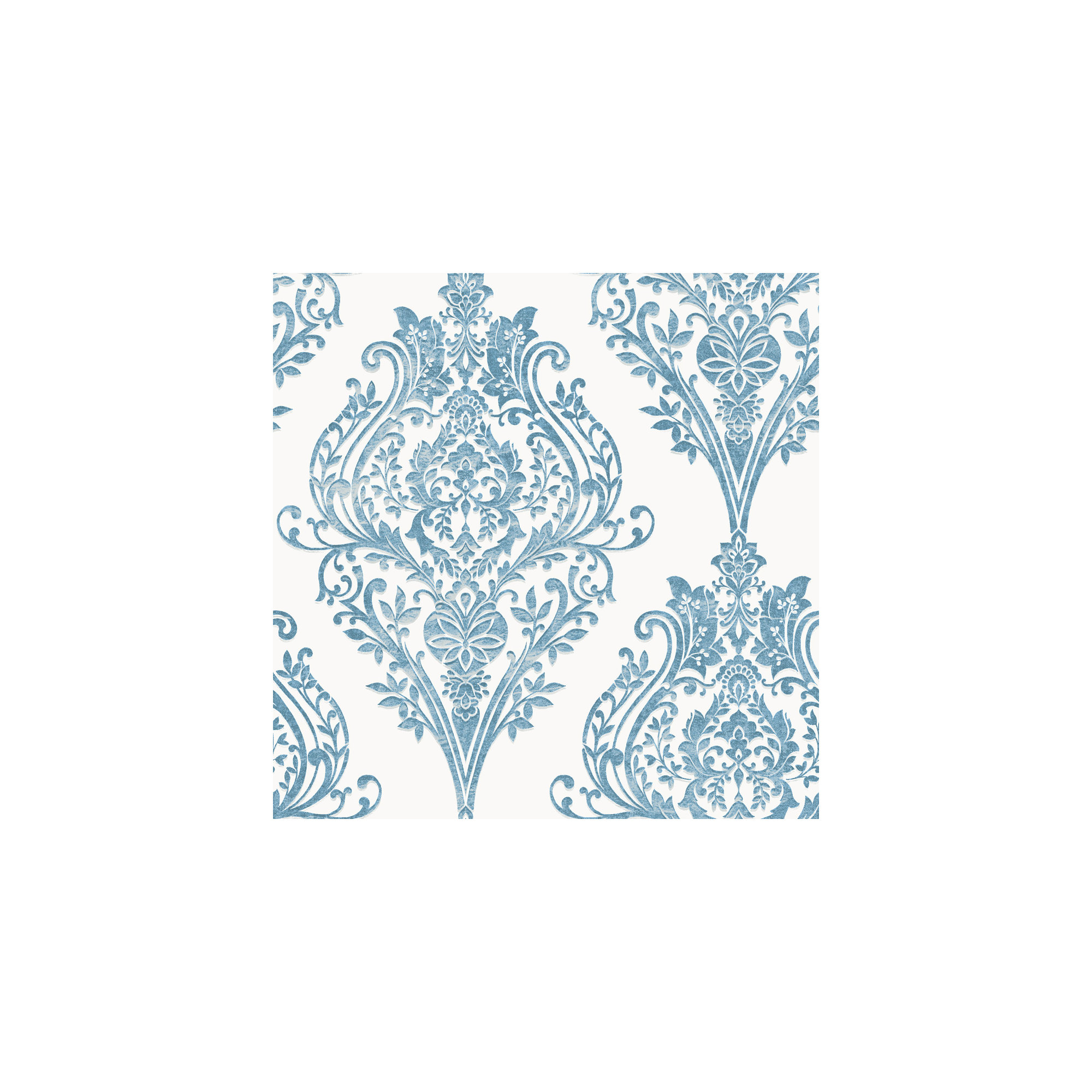 Kwon Damask Wallpaper, Coastal Blue
