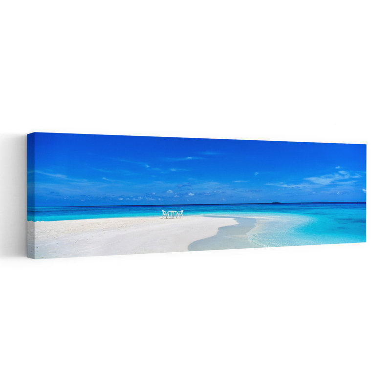 «Beach Scene The Maldives Romantic Beach Ocean», art mural, H 12 po x l 36 po