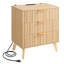 Table de chevet cannelée avec station de charge, avec 3 tiroirs, commode pour chambre à coucher, table de bout moderne Mid-Century, commode de table de chevet pour commode, pour chambre à coucher, salon, kaki