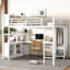 Grand lit mezzanine en métal avec bureau et garde-robe, blanc, stable, peu encombrant, facile à assembler pour les adolescents adultes, grand, bureau, configuration-659117577
