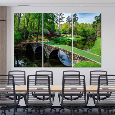 Printed Canvas: Green Glass Wall Art - Golf Course Landscape,3P Wrapped Canvas