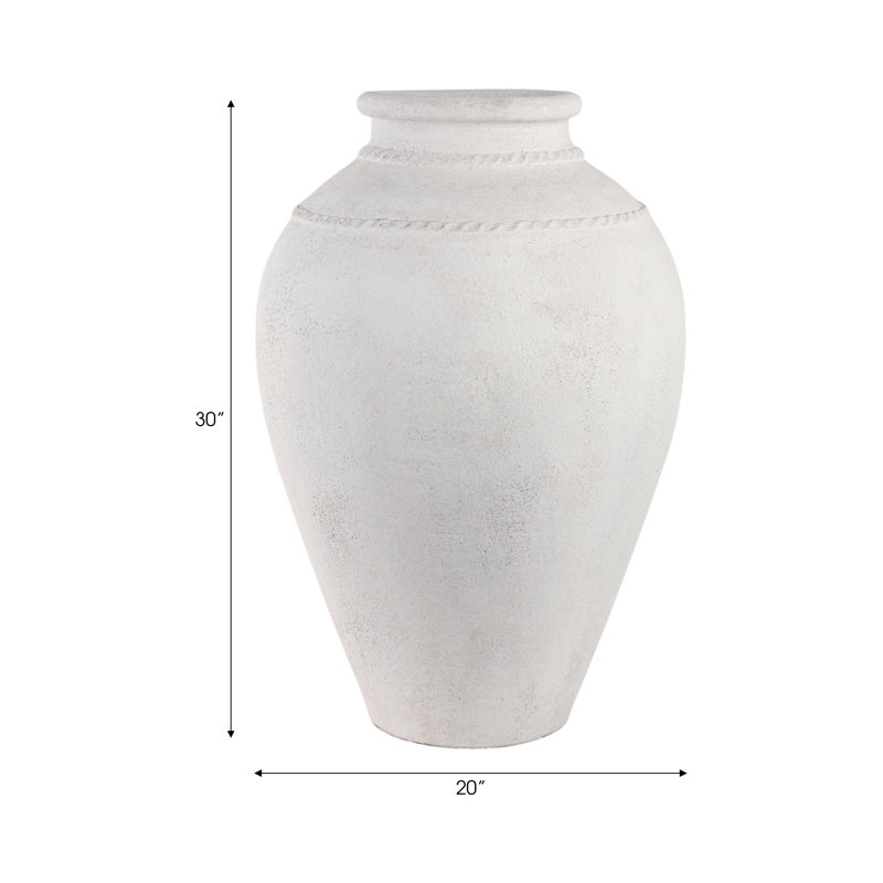 Handmade Clay Floor Vase, Ivory