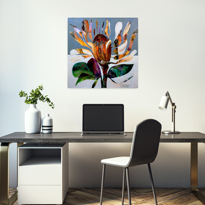 Art floral contemporain, H 18 po x l 18 po