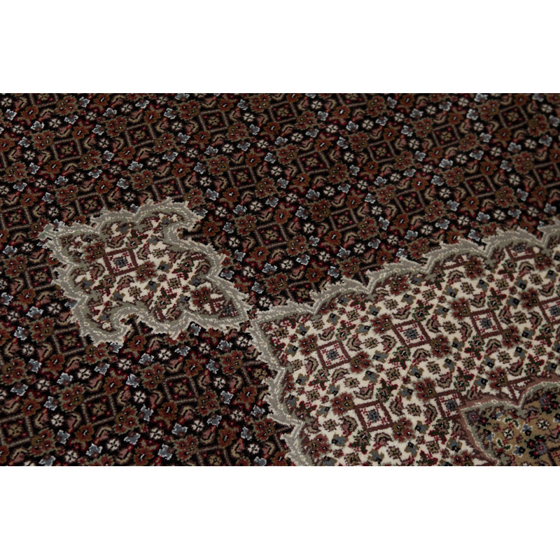 Tapis noir et noir de haute qualité noué à la main
