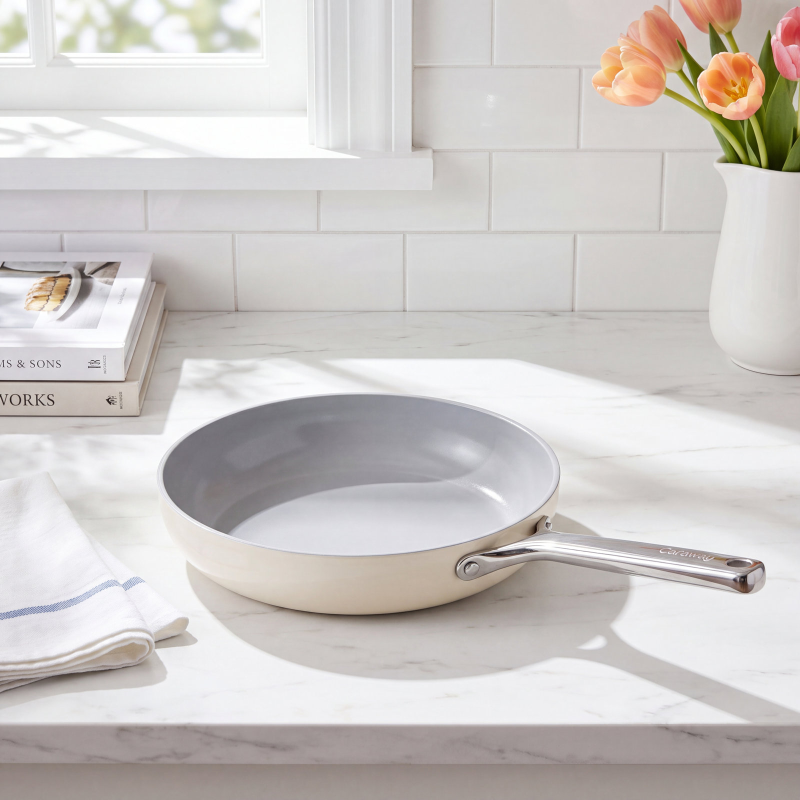 Caraway Nonstick Ceramic Fry Pan, 10.5", Cream