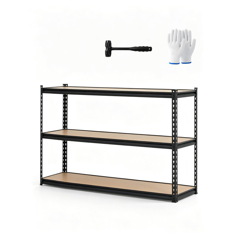 Support de rangement papillon en acier au carbone, panneau de densité, trois couches, capacité de charge à une seule couche de 180 kg, petit marteau, gants, finition noire mate, changement de position du trou, 120 * 45 * 91,2