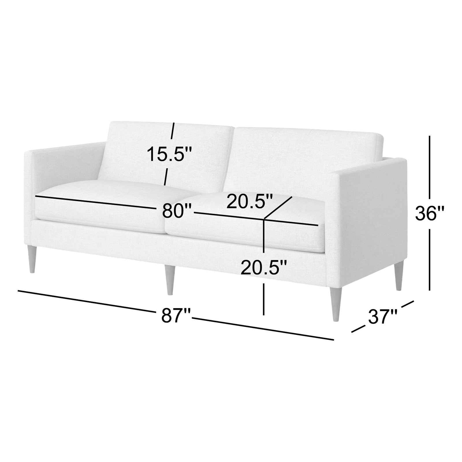 Clifford 87" Upholstered Custom Sofa, Lena Sand Performance Linen Blend
