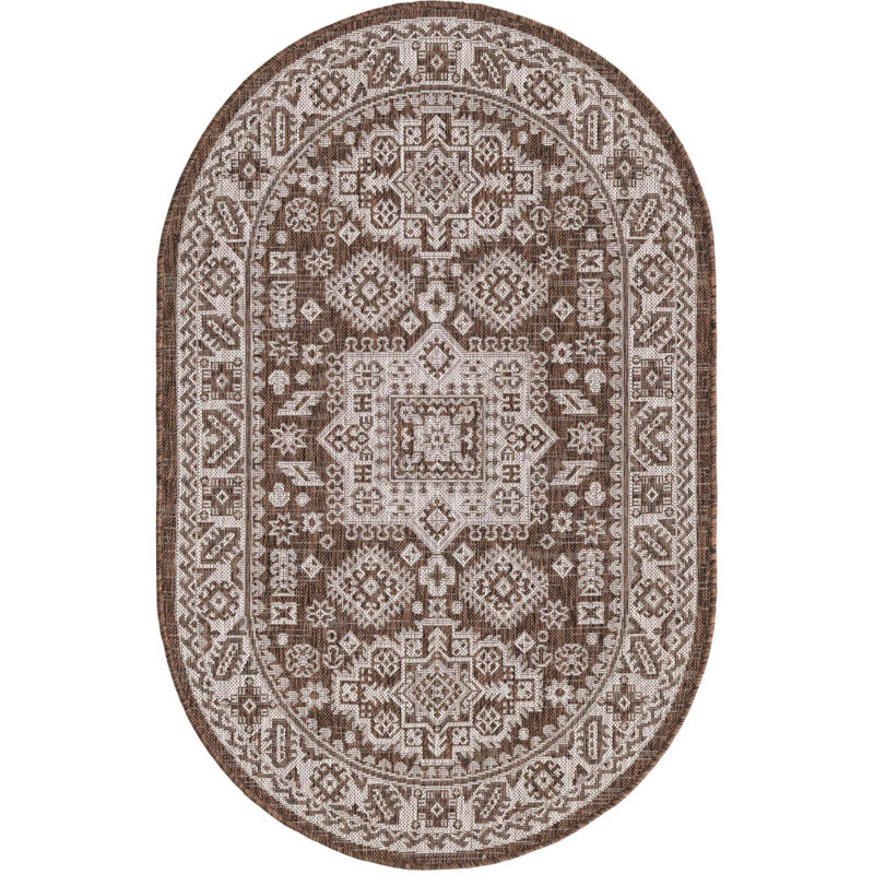 Tapis d'intérieur / extérieur brun Danera, Ovale 3 pi 3 po x 5 pi 3 po