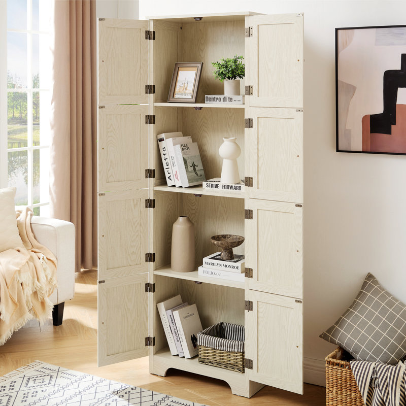Armoire de rangement avec tablettes, buffet autoportant pour la cuisine, Blanc