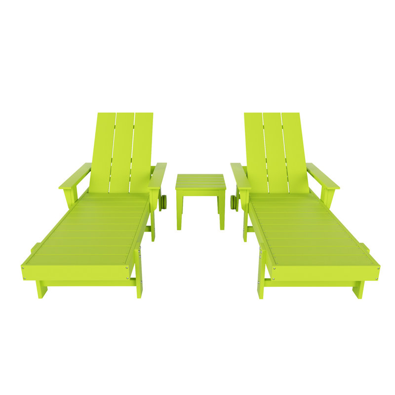 Joubert Outdoor Chaise Lounge with Table, Lime
