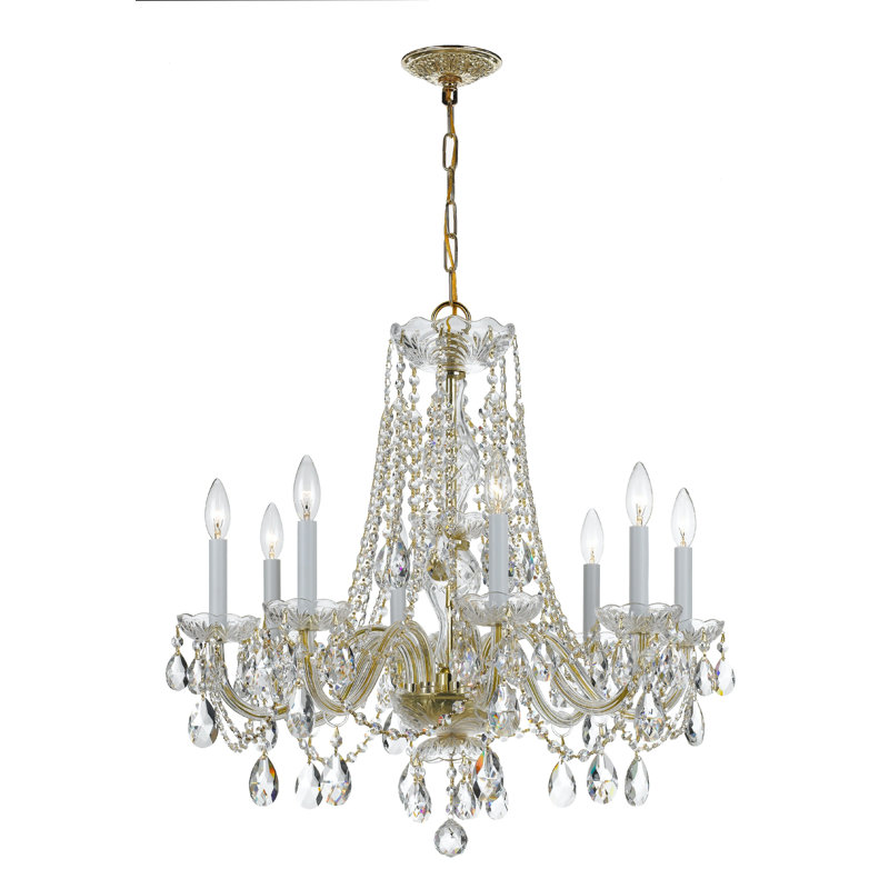 Wehr 8 - Light Glass Classic / Traditional Chandelier, Majestic Wood Polished/Polished Brass