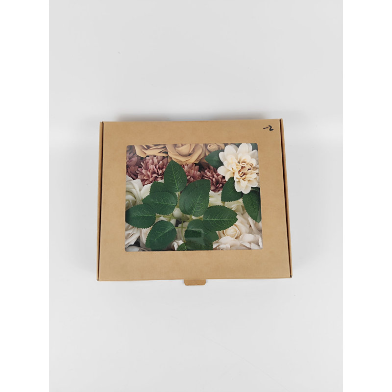 Ensemble de boîte à fleurs artificielles dégradé de couleur feuille de fleur avec des tiges pour les bouquets de mariage bricolage centres de table de fête de naissance décorations pour la maison