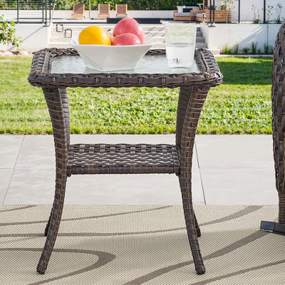 Square Glass Outdoor Coffee Table , 19.7 " W 19.7 " D