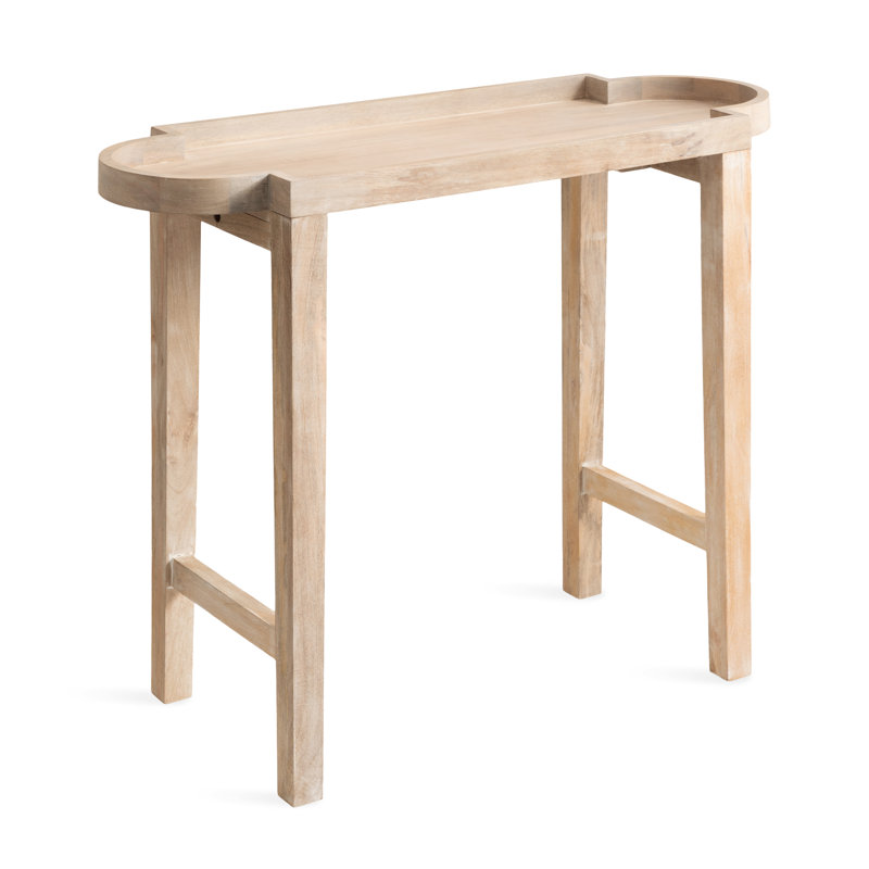Jovie Scalloped Mango Wood Entryway Console Table, Natural Wood