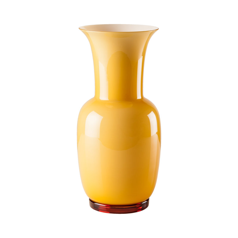 Venini Opalino Vase, 14.17" H x 6.69" W x 6.69" D, Amber