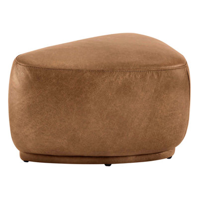 Adna 26.5" Genuine Leather Triangular Upholstered Ottoman