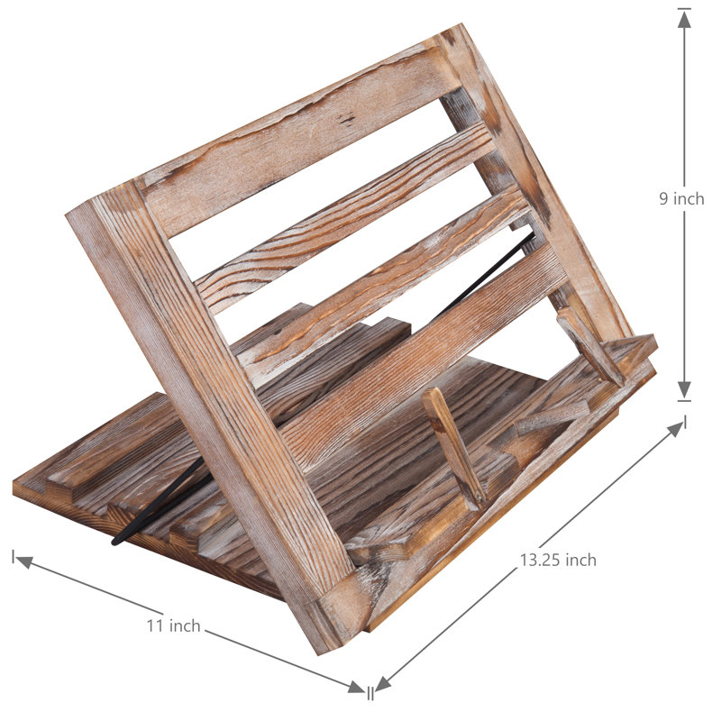 23.4 cm H Solid Wood Book Stand, Brown