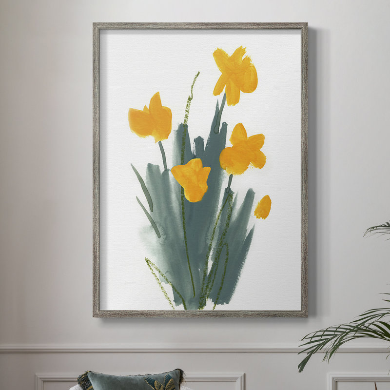 Daffodil Bunch II Framed Print - Solid Wood, 11" H x 9" W