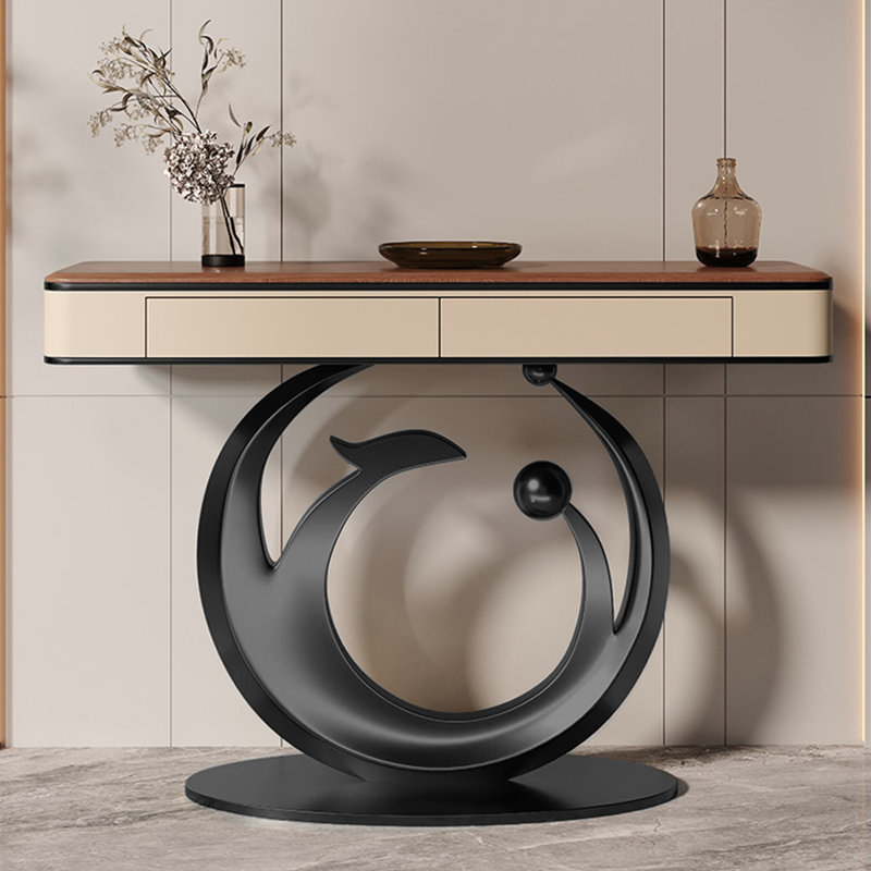 Italian-style light luxury console table, 33.5" H x 47.2" W x 13.8" D, Black