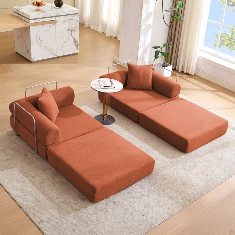 Canapé-lit modulaire pour appartement, canapé-lit convertible, Orange