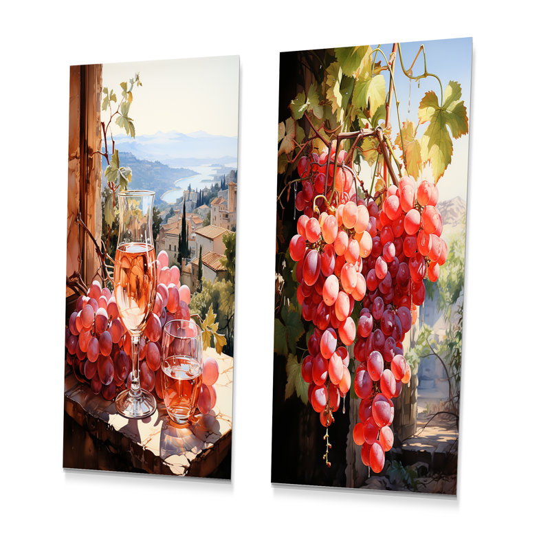 Ensemble de 2 décorations murales Vineyard Gentle Impression I - Vin, H 32 po x l 32 po