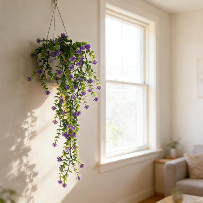 3 pièces de 30 po de fleurs artificielles suspendues avec des feuilles d'eucalyptus, de la vigne et de la verdure pour la décoration de mariage à la maison (panier non inclus)
