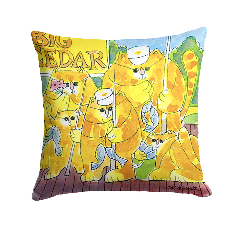 Coussin intérieur/extérieur orange tabby allongé fishing chats