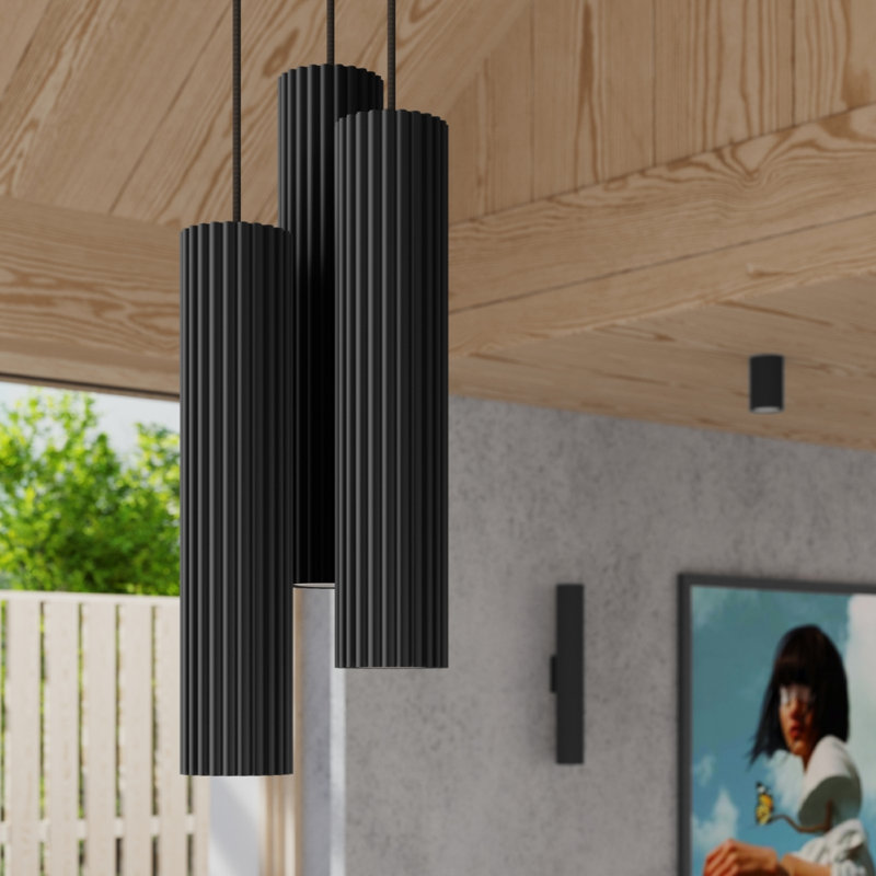 Bonina 3 - Light Brushed Nickel Pendant, Black