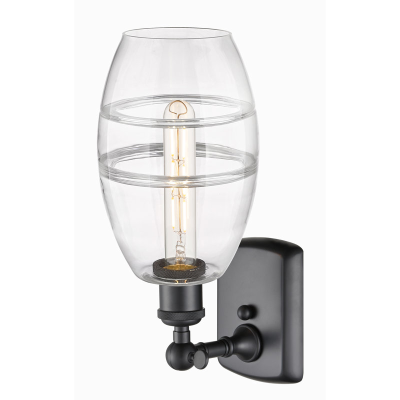 Bettylou Steel Armed Sconce, Clear, 9.13" H x 5.88" W x 7.06" D, Matte Black
